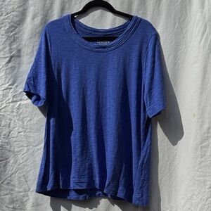Chico’s Blue Cotton Modal Short Sleeve Top Size 3 XL Soft Knit